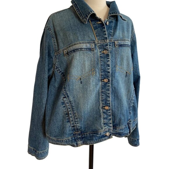 Vintage Cato Denim Jacket Womens 22 24 Blue Pockets Button Closure Jean Jacket - Picture 3 of 11